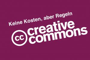 Creative Commons Logo lila Hintergrund