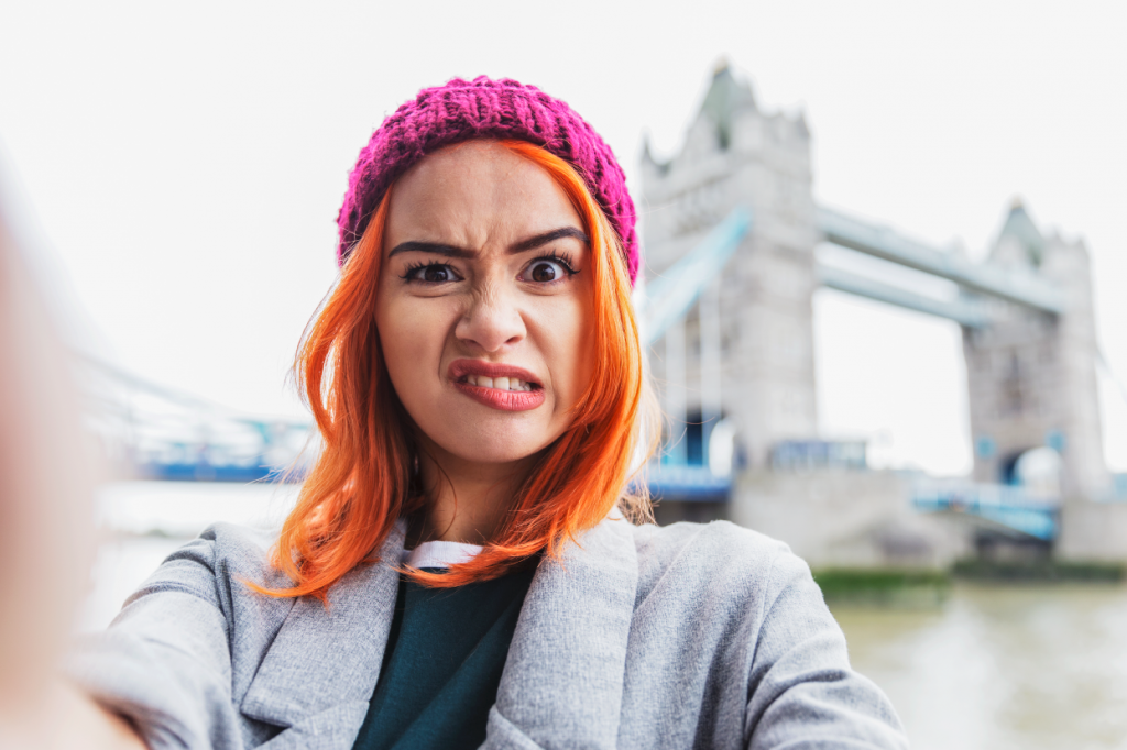 Female tourist selfie Tower Bridge