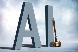 Buchstaben AI und Richterhammer
