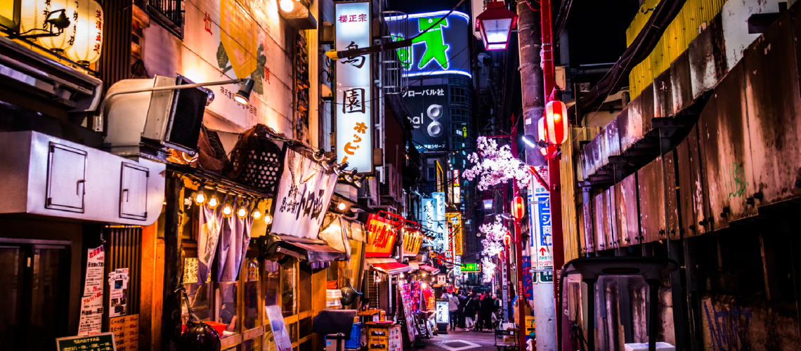 night shot landscape photography of japanese streets