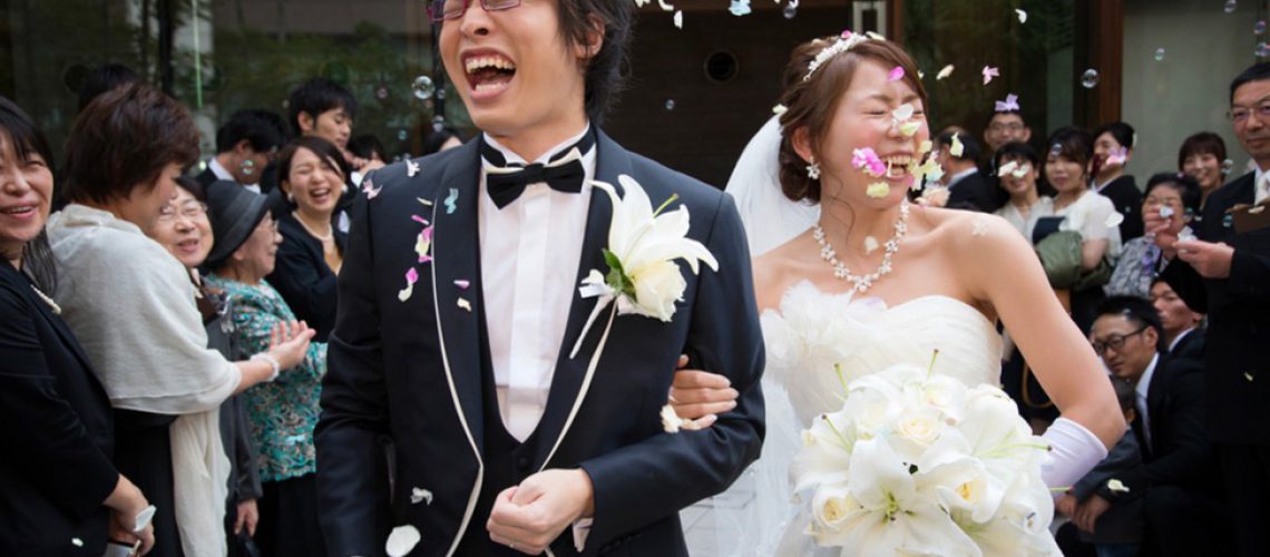 Wedding shot of a japanese couple